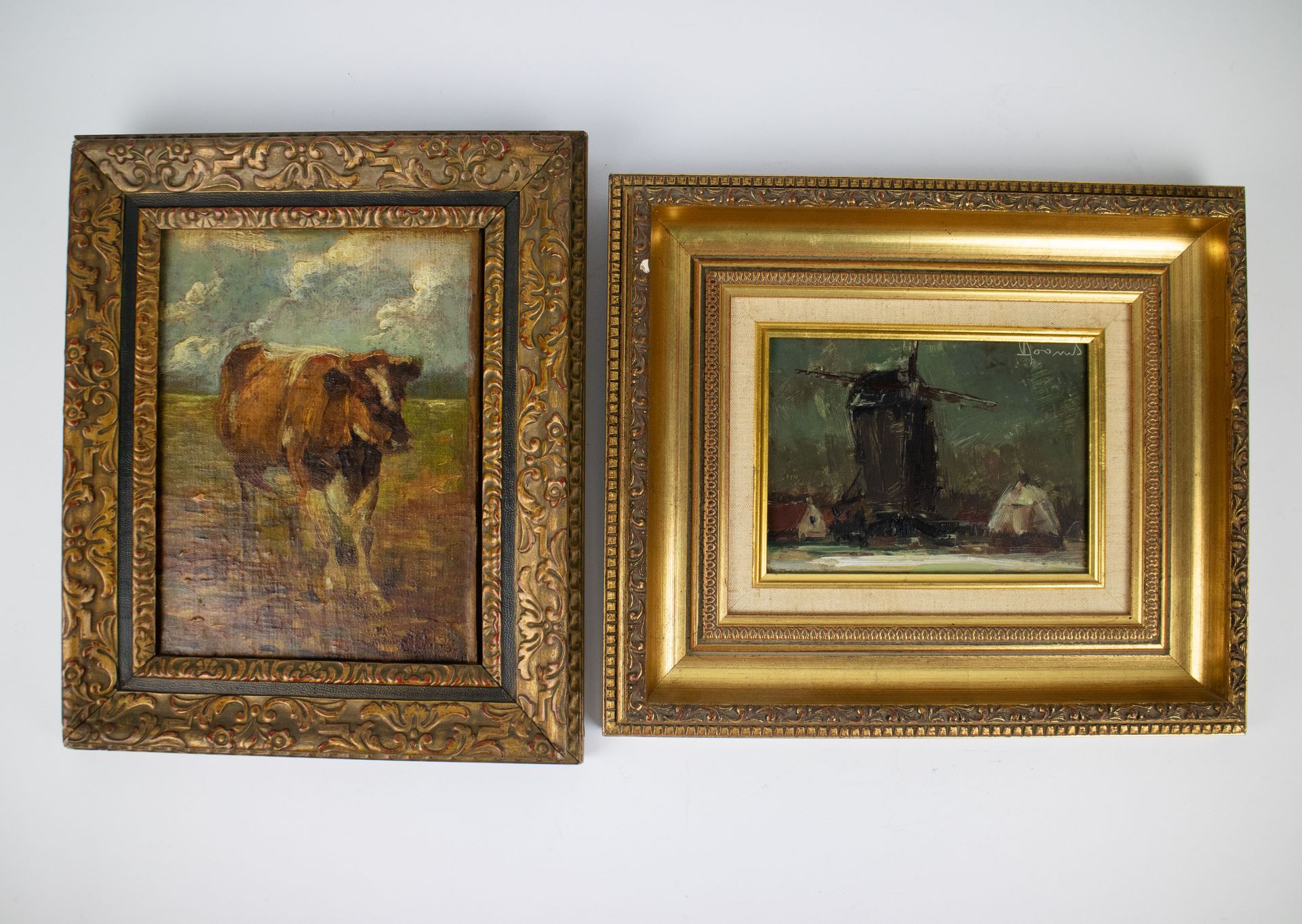 Géo BERNIER (1862-1918) + Vic DOOMS (1912-1994) Kühe, Öl auf Leinwand. Mühle in &hellip;