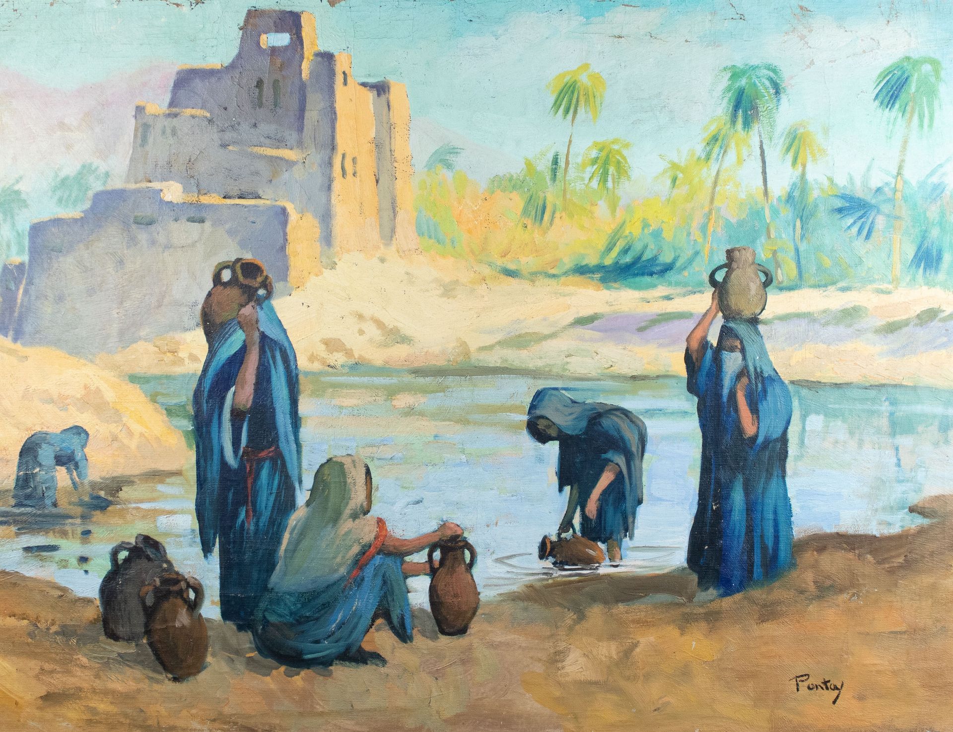 Henri Jean PONTOY (1888-1968) Sight of Northern Africa. Oil on canvas, signed. T&hellip;