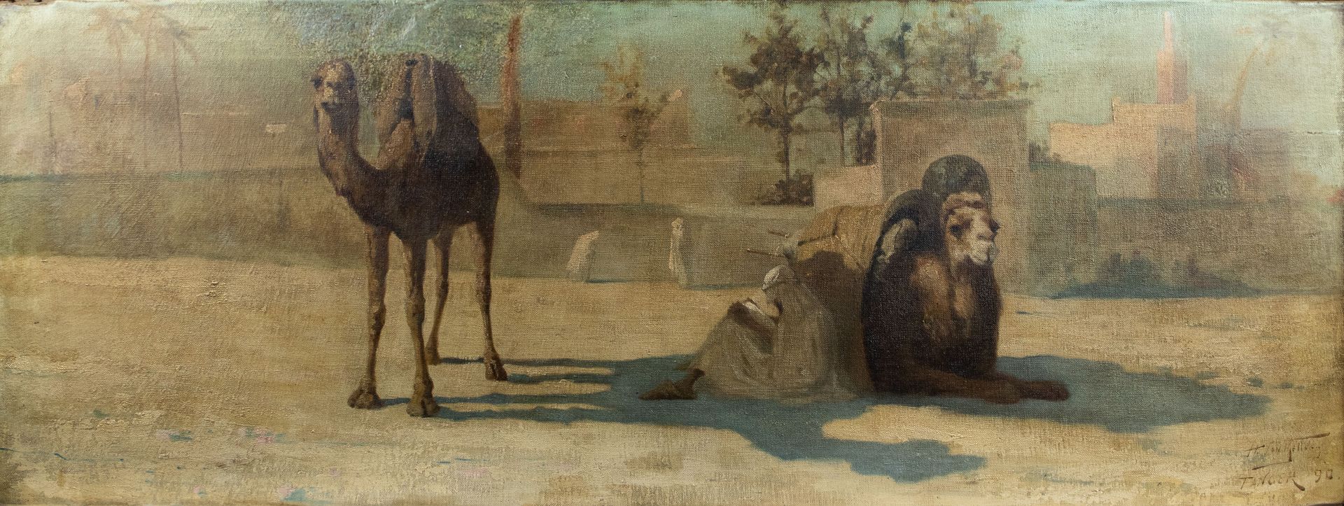 Henri VAN MELLE (1859-1930) 东方场景Tanger.布面油画，签名和日期为'90.Oriëntaalse scene Tanger.O&hellip;