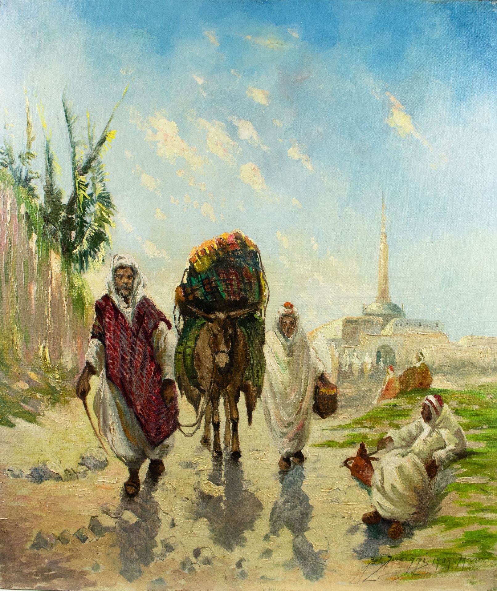 Oriental painting Maroc 1909 Olio su tela, firmato e datato 1909.Oriëntaals olie&hellip;