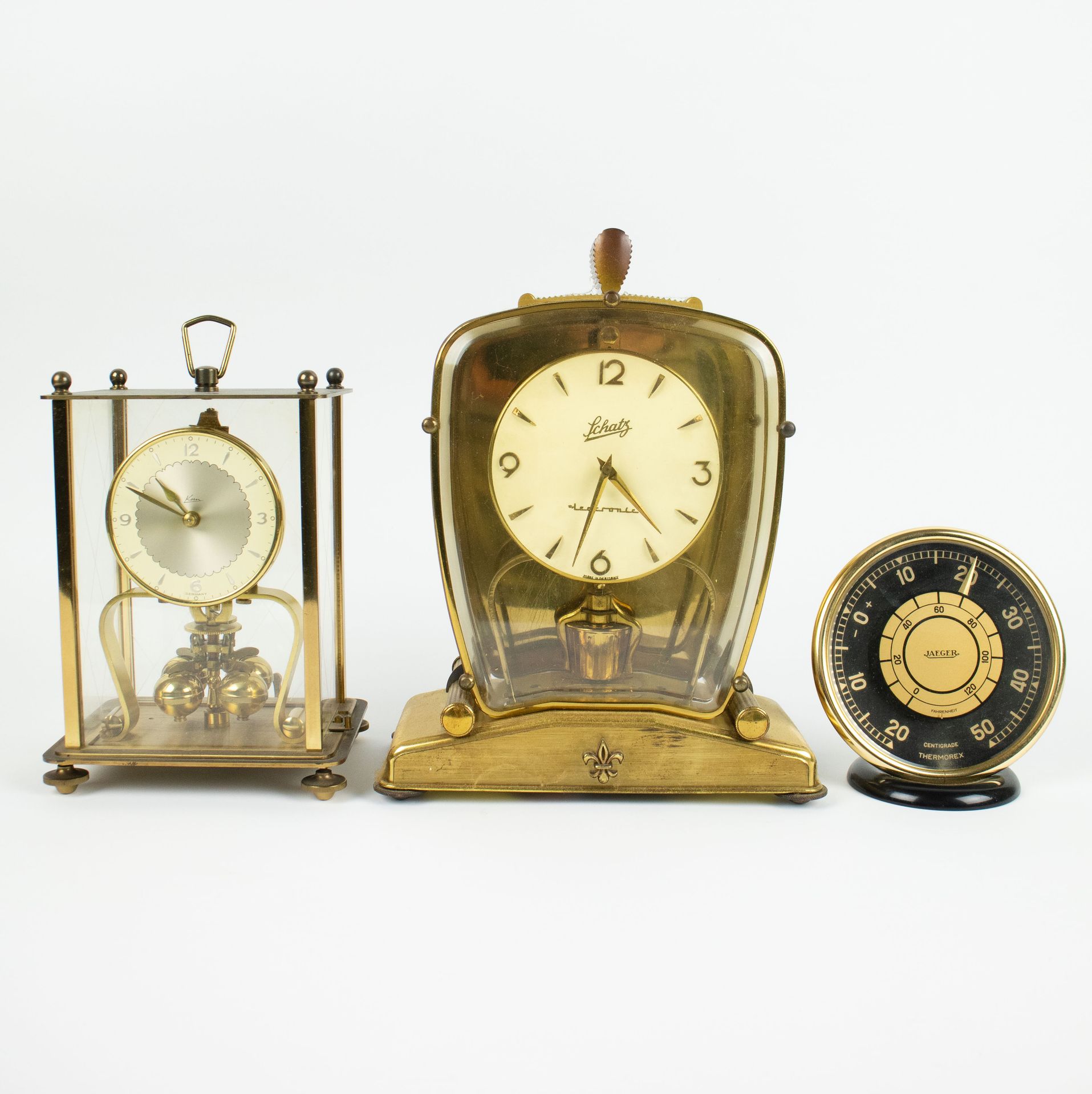 2 German clocks ao Schatz and thermometer Jaeger 
H 12 - 21 - 24.5 cm。