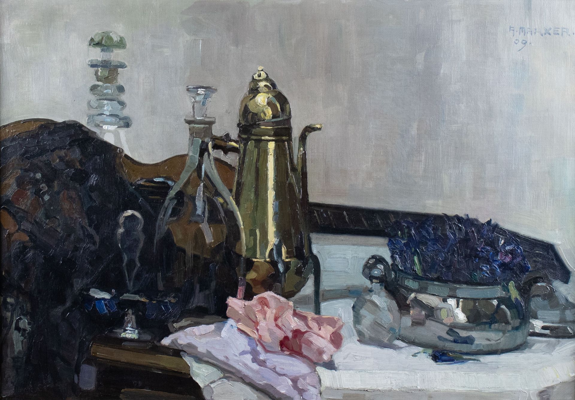 Alfred MARXER (1876-1945) Still life.Oil on canvas, signed and dated '09.Stillev&hellip;