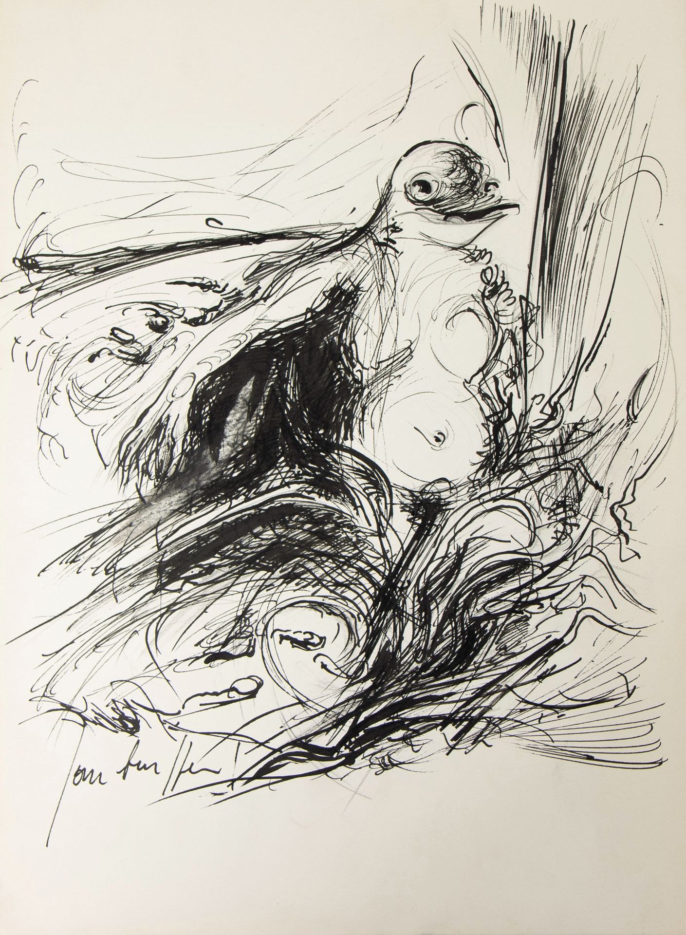 Jan BURSSENS (1925-2002) Jan BURSSENS (1925-2002)
树干人。
绘画，有签名。

鸟人。
绘画，有签名。
37 x&hellip;