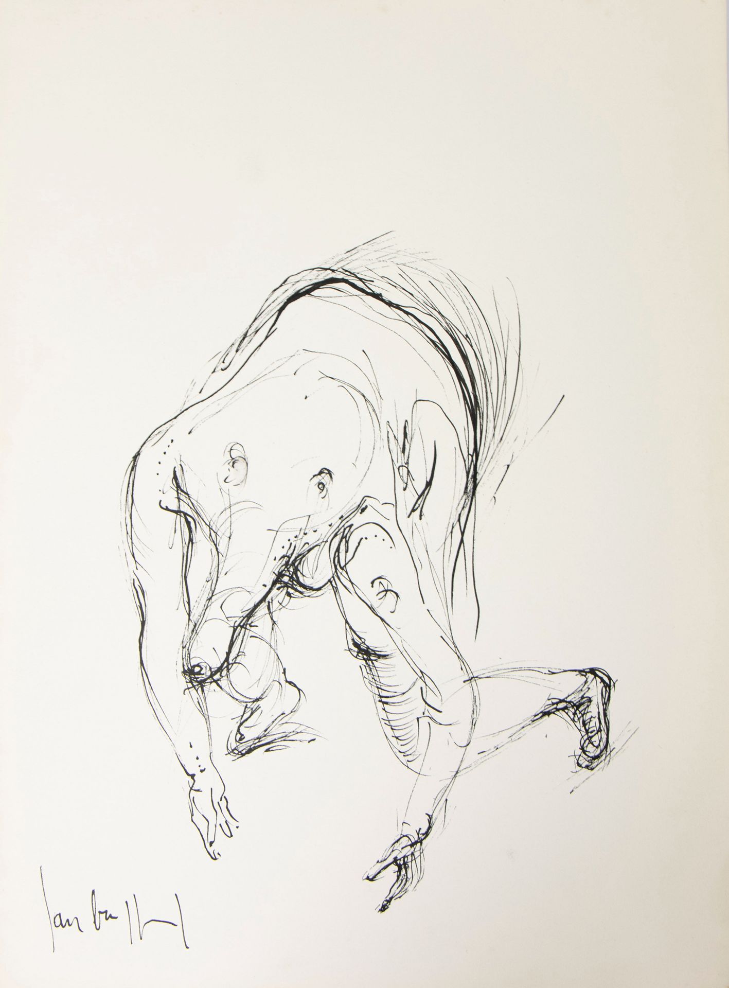 Jan BURSSENS (1925-2002) Jan BURSSENS (1925-2002)
Homme-malle.
Dessin, signé.

S&hellip;