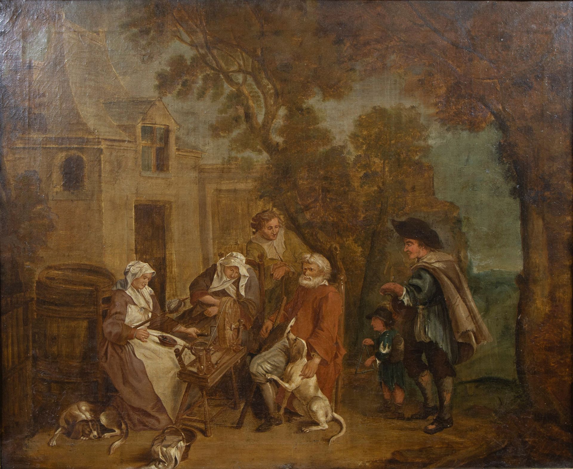 Null European school, oil on canvas Domestic scene with dogs, not drawn
Europese&hellip;