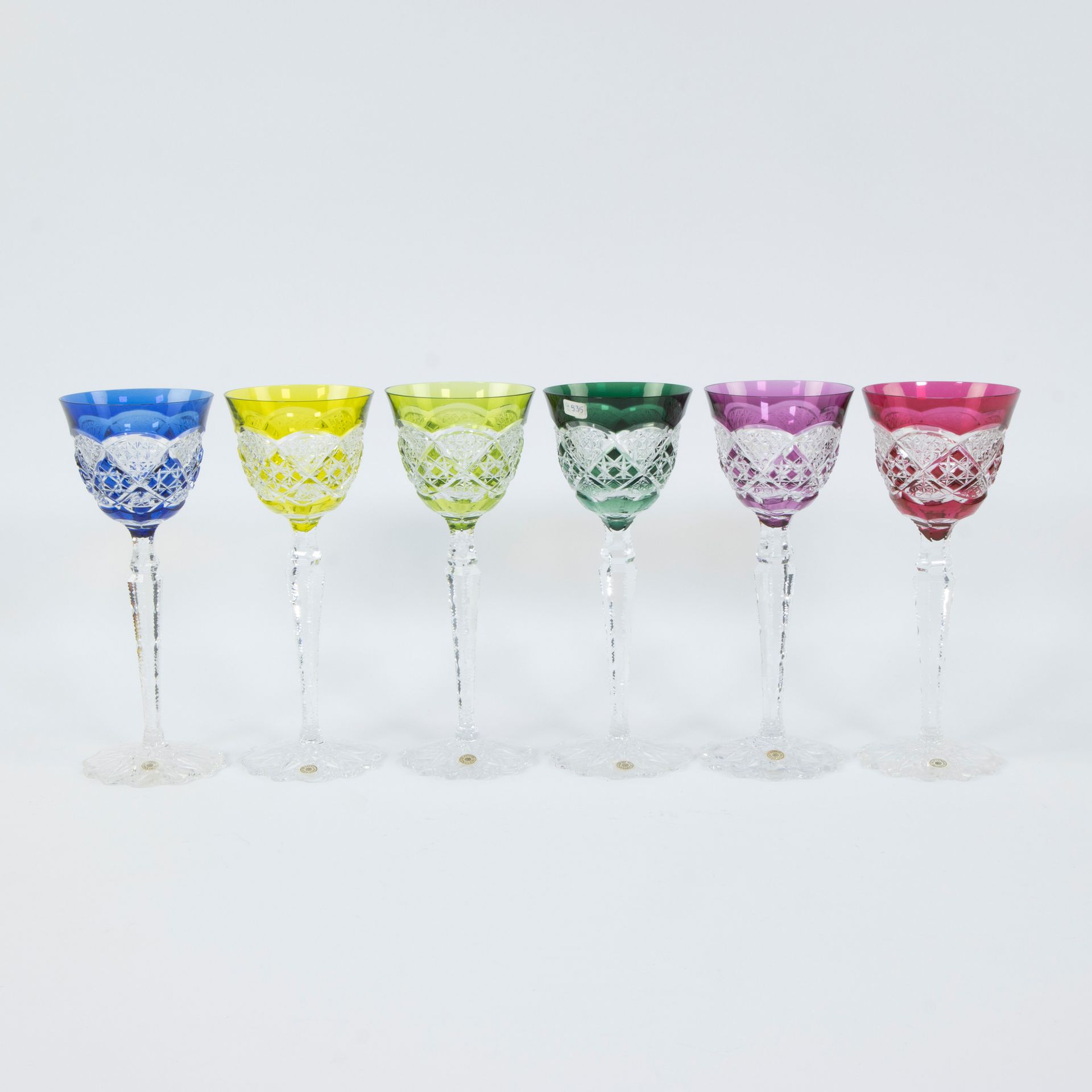 Null 6 verres en cristal coloré Val Saint Lambert, avec étiquette d'origine
Lot &hellip;