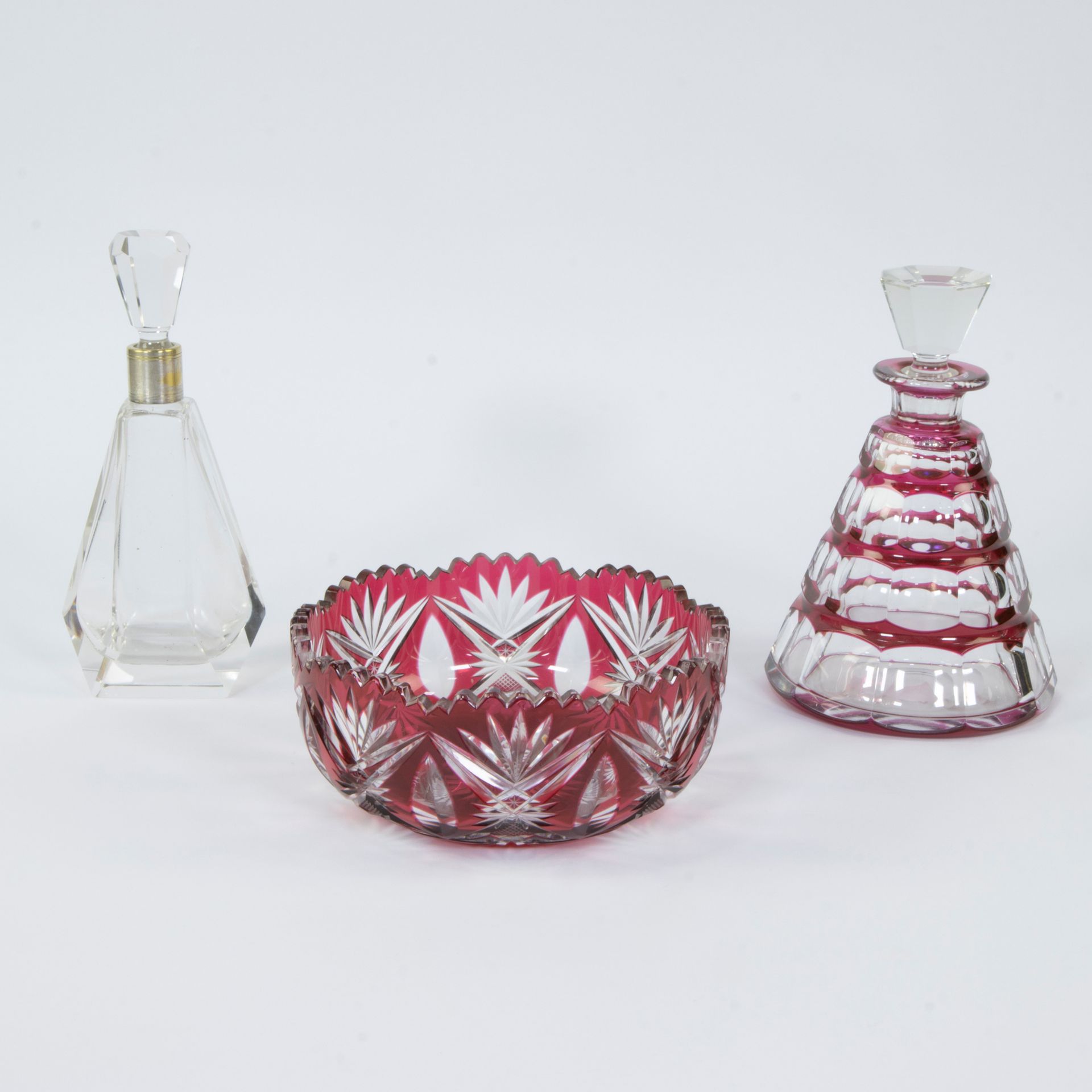 Null Collection Val Saint Lambert, coupe et carafe en cristal rouge et clair et &hellip;