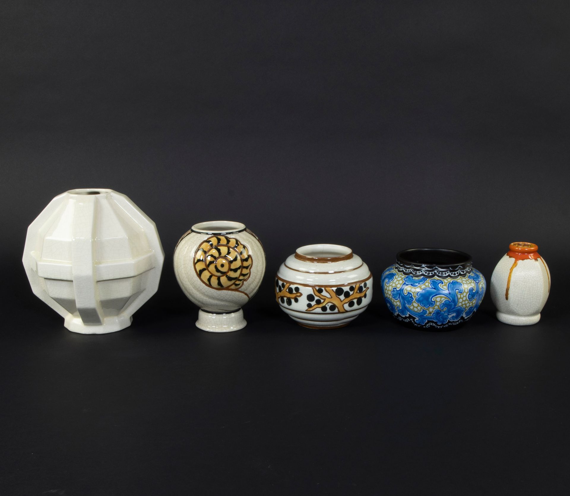 Null Collection de vases Art déco en céramique craquelée et émaillée, Saint Clem&hellip;