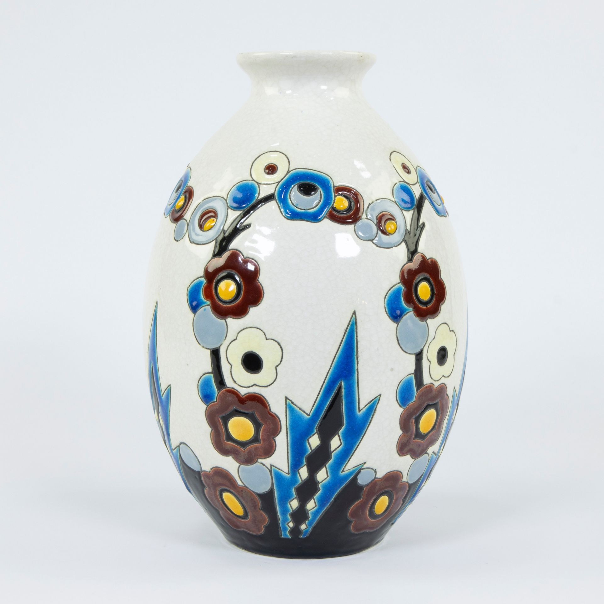 Null Keramikvase Boch Keramis mit Dekor aus stilisierten blühenden Zweigen D1263&hellip;