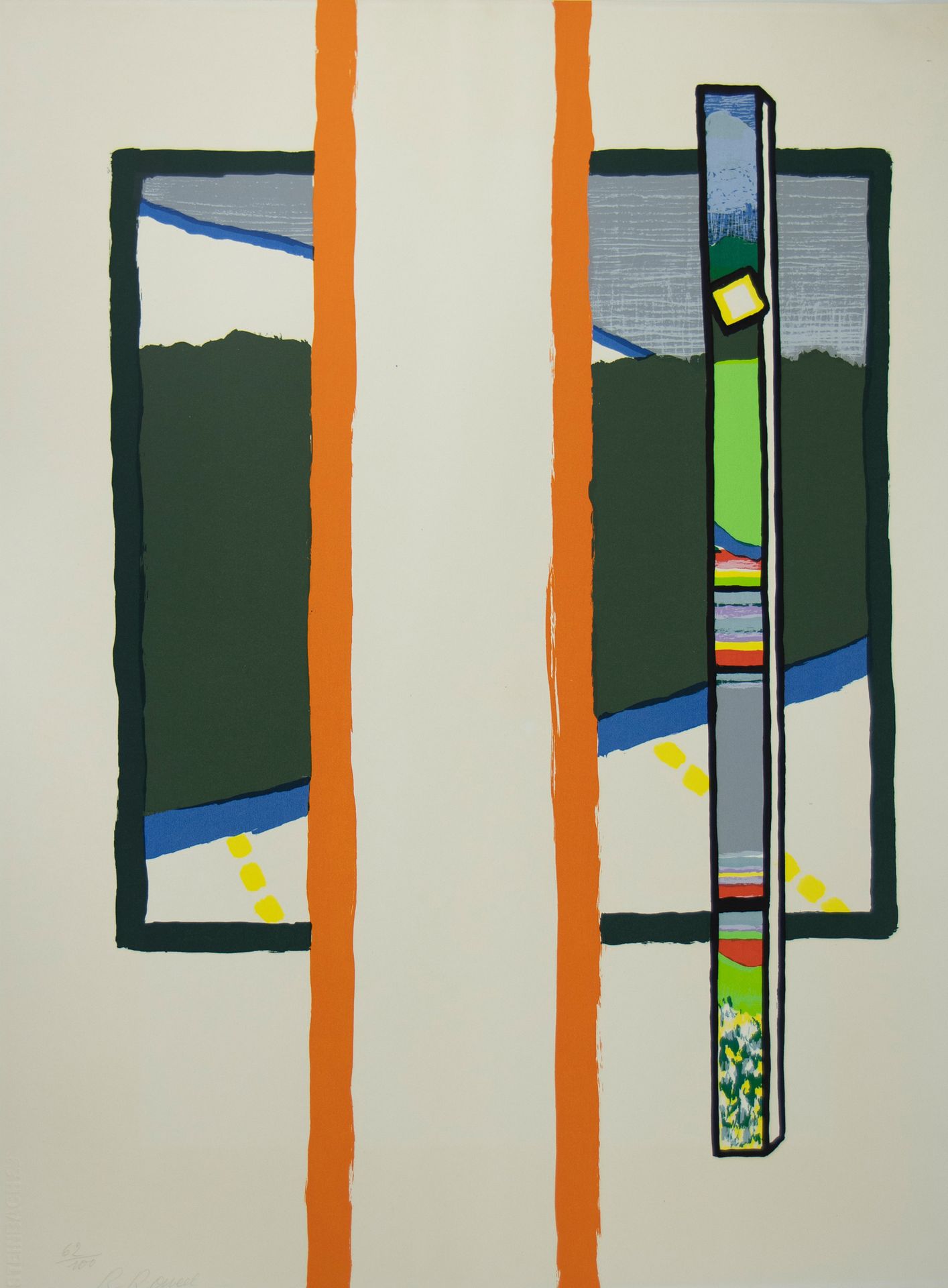 Roger RAVEEL (1921-2013), Roger RAVEEL (1921-2013), sérigraphie couleur 'De paal&hellip;
