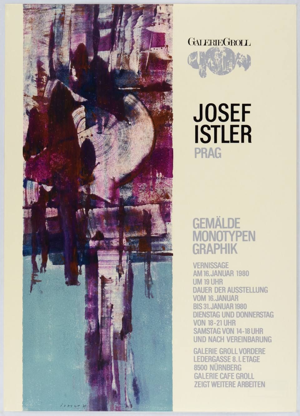 Josef Istler (1919-2000) AFFICHE D'EXPOSITION - JOSEF ISTLER À LA GALERIE GROLL &hellip;