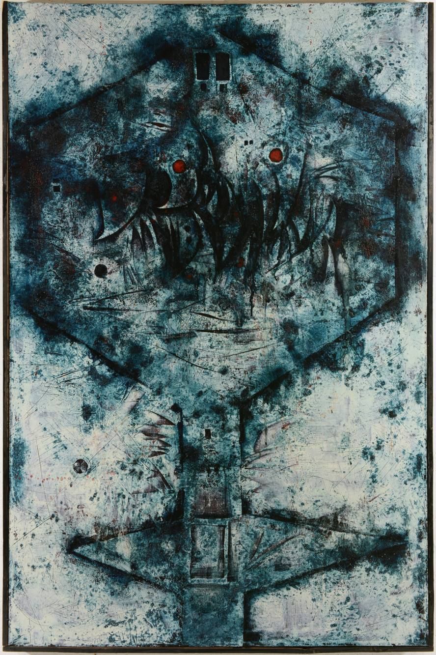 Mikulas Medek (1926-1974) 一幅蓝色的无聊（悲伤）的小画

1966

混合媒体 - 油和珐琅画布，130x85厘米。签名，日期和标题在&hellip;