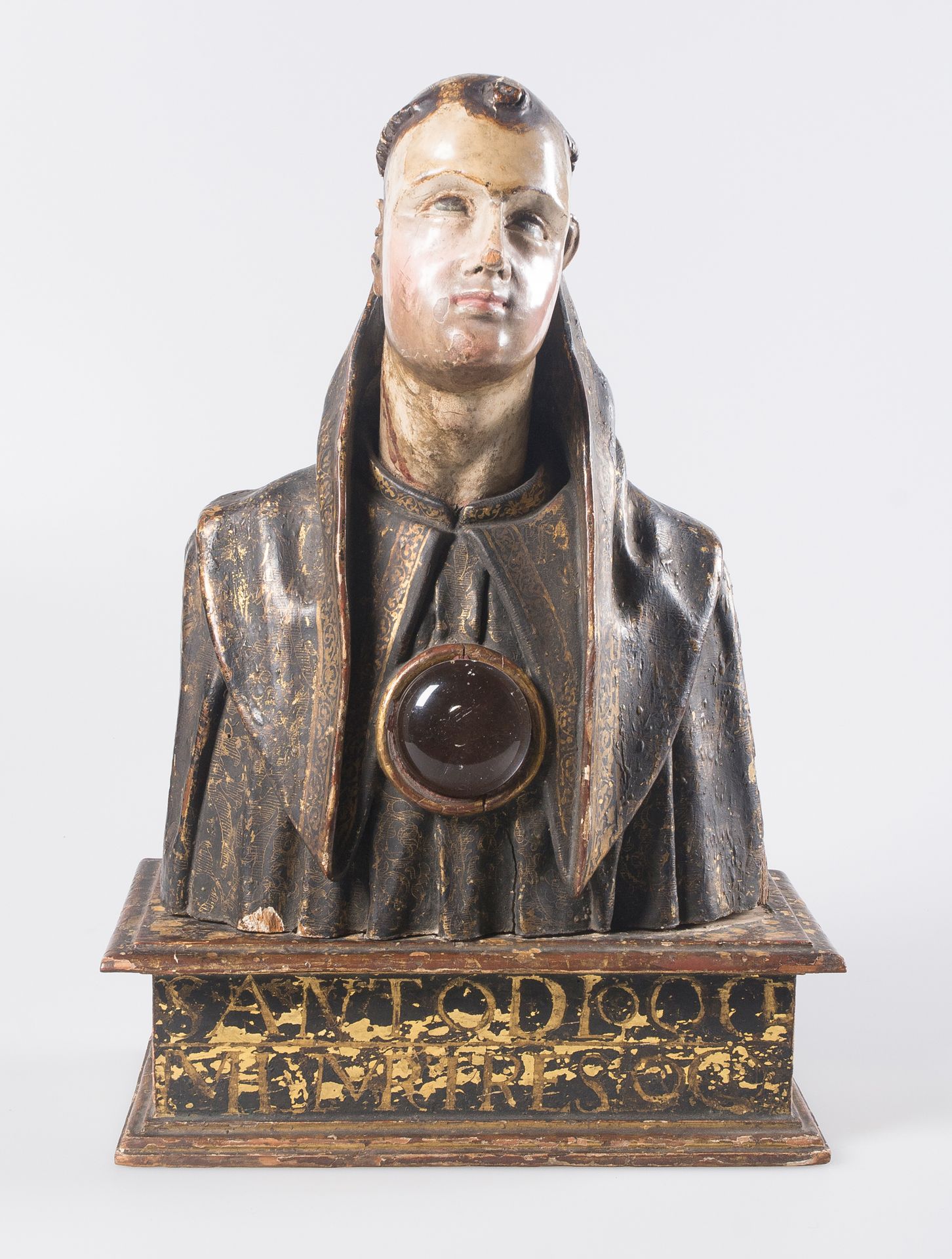 "Reliquary bust of a saint". Carved, gilded and polychromed wooden sculpture, wi&hellip;