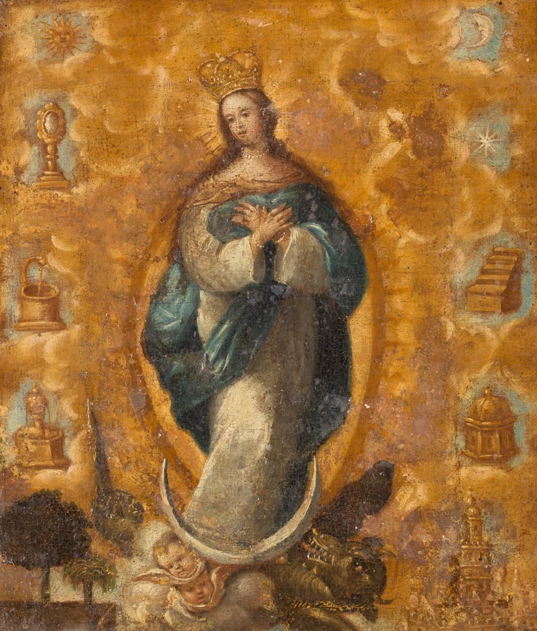 ESCUELA ESPAÑOLA S. XVIII Immaculate Conception 
Oil on canvas
28 x 23,5 cm