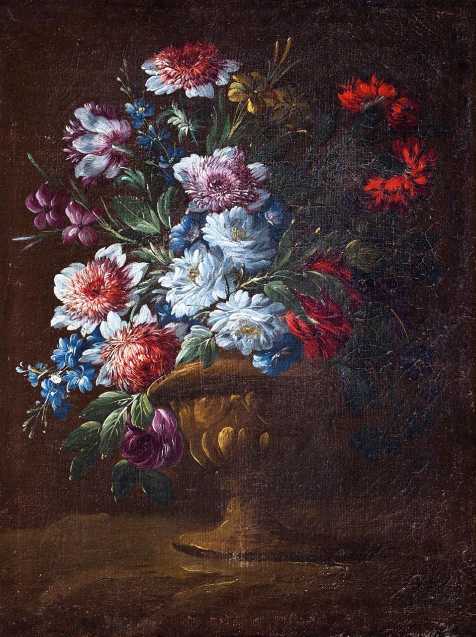 ESCUELA VALENCIANA, S. XVIII Vase mit Blumen
Öl auf Leinwand
40 x 30 cm.