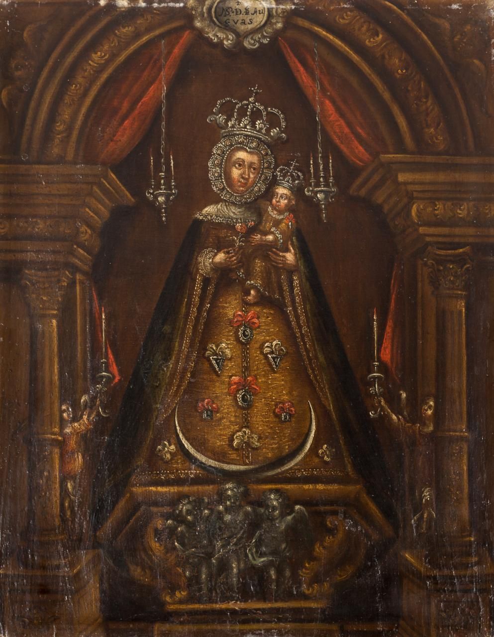 ESCUELA ESPAÑOLA S. XVIII Notre Dame des Eaux
Huile sur panneau
50 x 38,5 cm