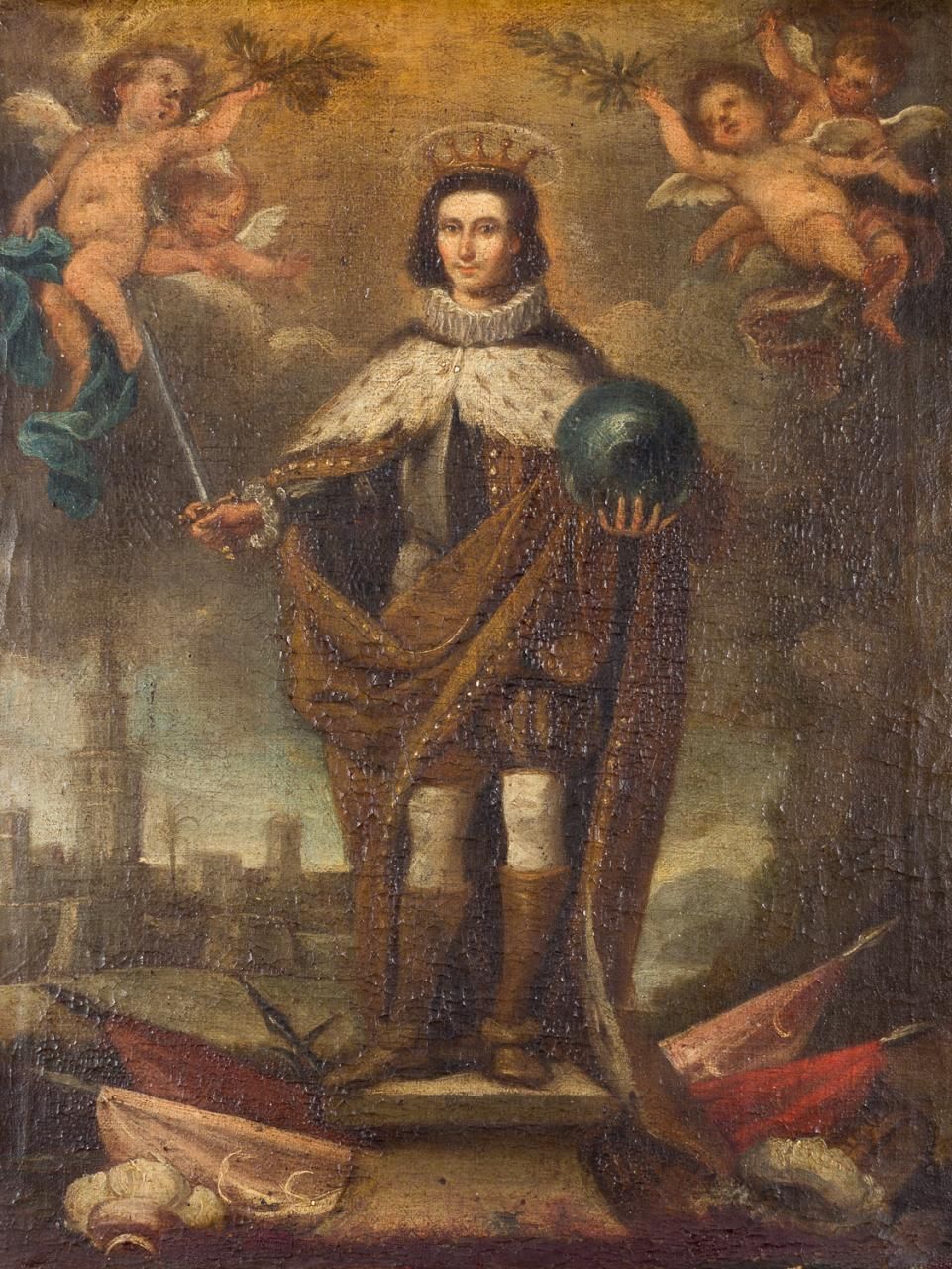 ESCUELA SEVILLANA, Fns. S. XVII Der Heilige Ferdinand
Öl auf Leinwand
48 x 37 cm