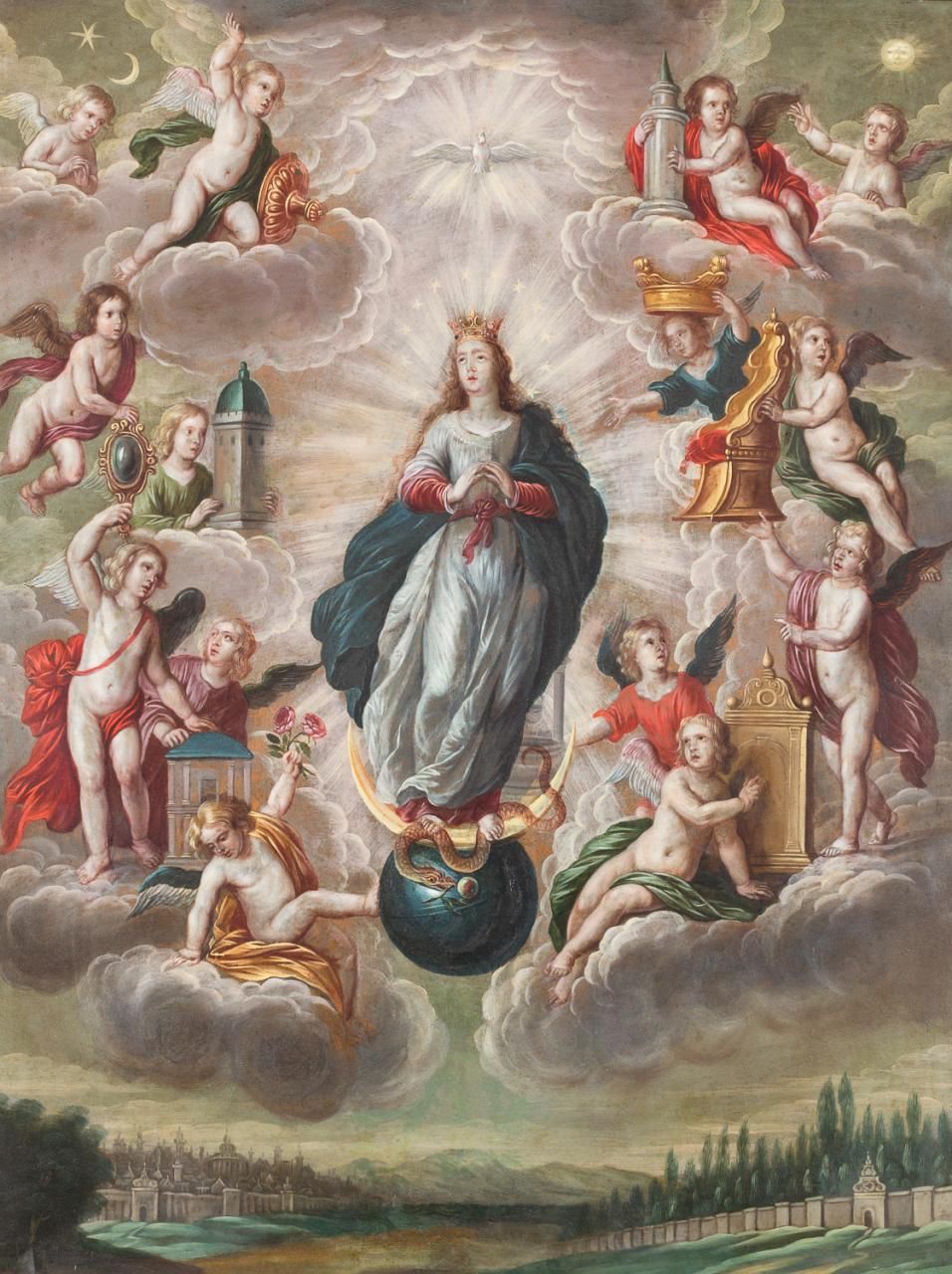 ESCUELA ESPAÑOLA S. XVII Immaculée Conception 
Huile sur cuivre
78 x 59,5 cm