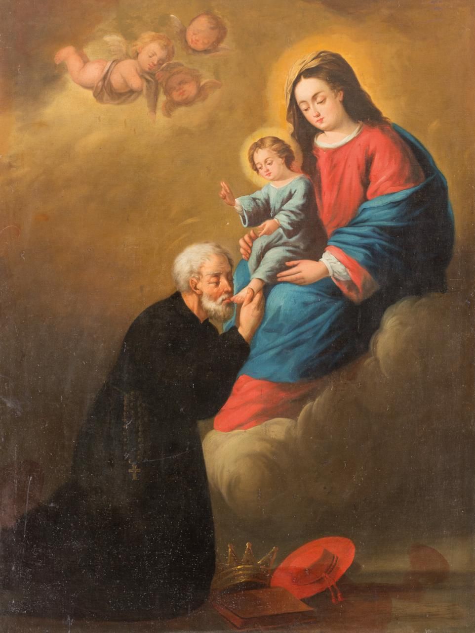 ESCUELA ESPAÑOLA fns. S. XVIII - ppio. S. XIX 圣母和儿童耶稣向圣弗朗西斯-博尔吉亚显灵
布面油画
123,5 x &hellip;