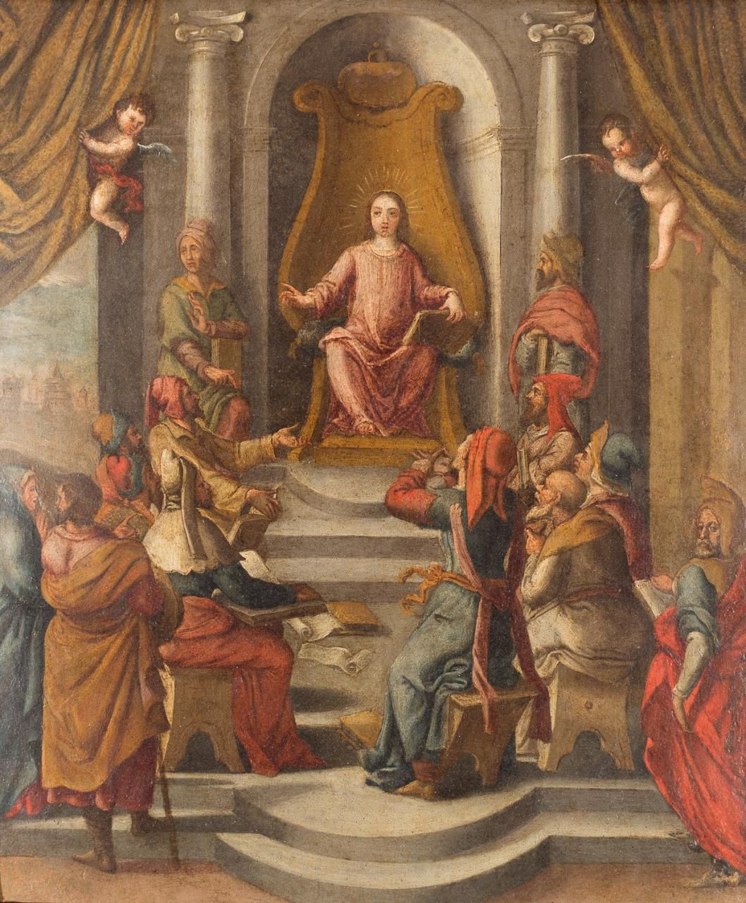 ESCUELA FLAMENCA, S. XVII Jesus unter den Ärzten
Öl auf Kupfer
38 x 32 cm