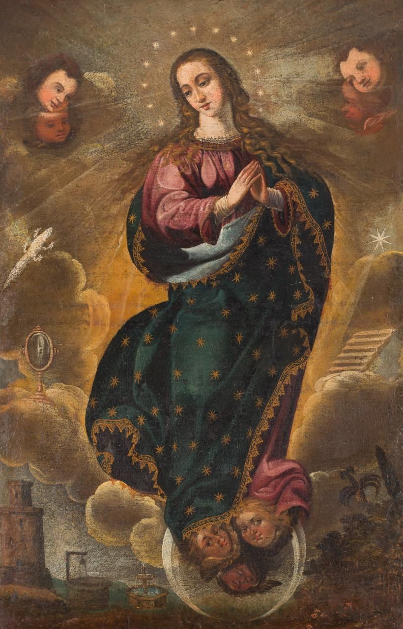 ESCUELA ESPAÑOLA S. XVII Immaculée Conception 
Huile sur toile
90 x 59 cm