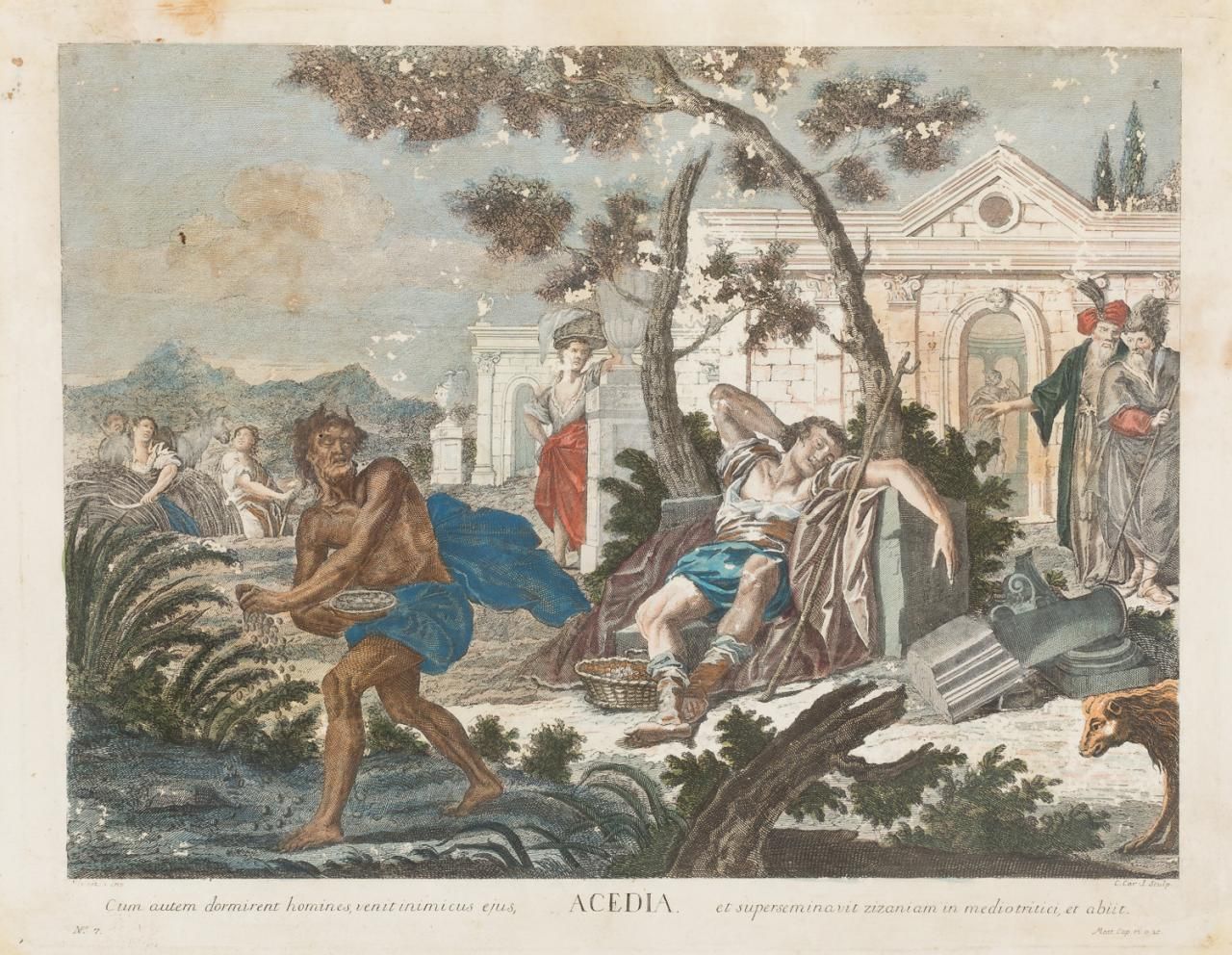 ESCUELA ITALIANA, S. XVIII Acedia
Gravure enluminée
43,5 x 55,5 cm
Série des péc&hellip;