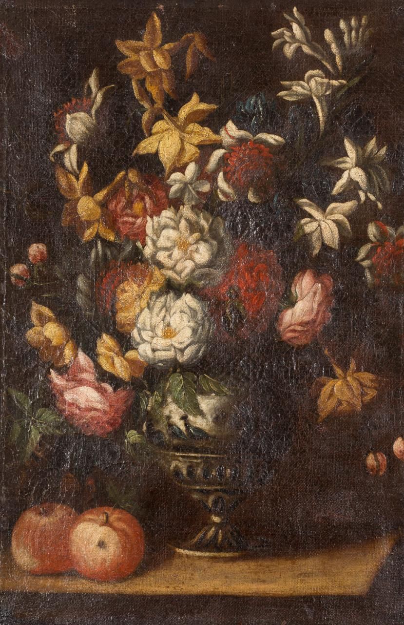 ESCUELA ESPAÑOLA S. XVII Pareja floreros 
Óleo sobre lienzo
66 x 45 cm