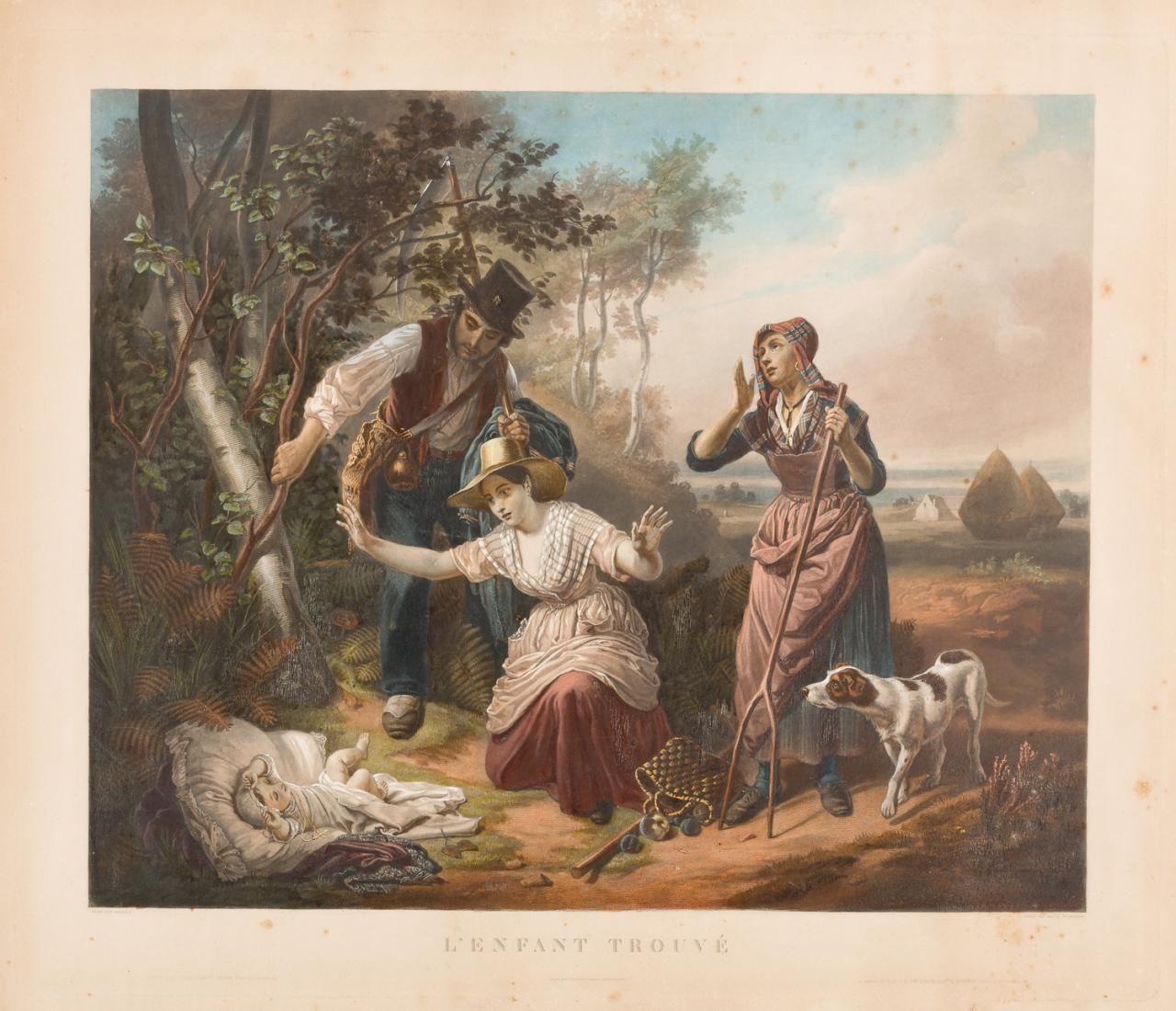 ESCUELA FRANCESA, S. XIX L'enfant trouvé
彩色平版画
60 x 70 cm