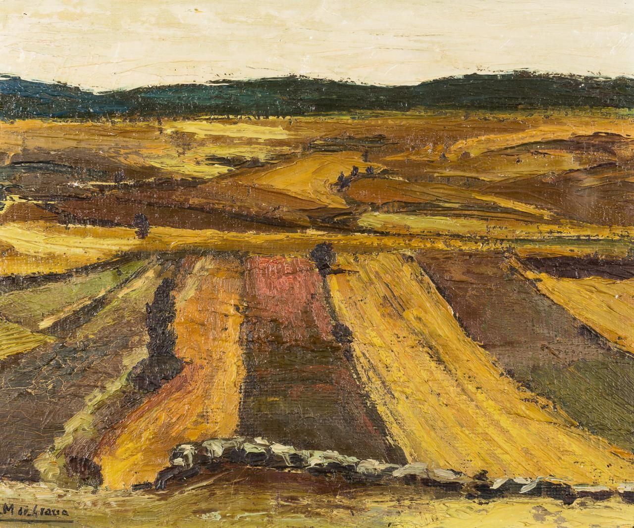 MANUEL DE GRACIA (More de Toledo, 1937 - Toledo, 2017) 赭色的田野
táblex上的油画
25 x 30 &hellip;