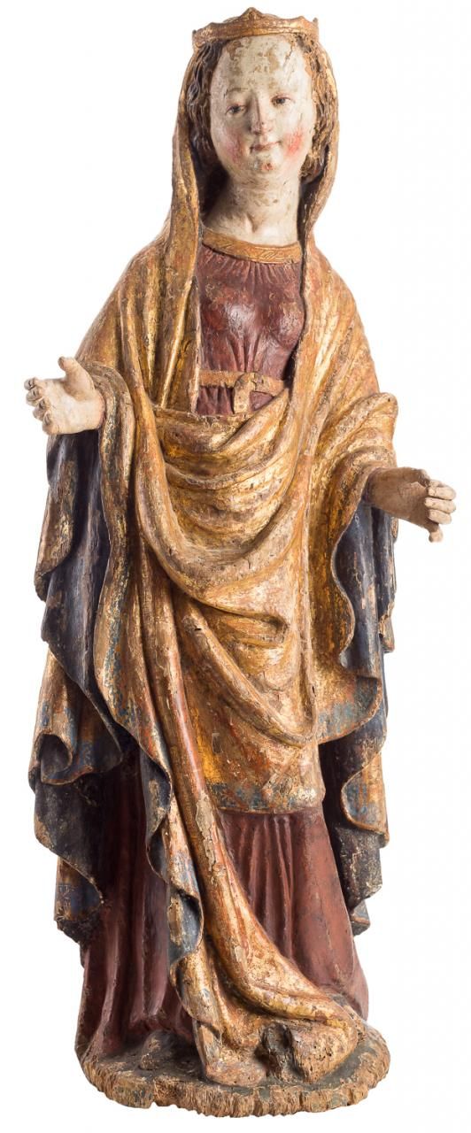 ESCUELA FLAMENCA, h. 1500 圣
雕刻、多色和镀金的木头
84 x 35 x 19 cm
有关的雕塑作品非常精致和细腻，能够向观众传递宁静&hellip;