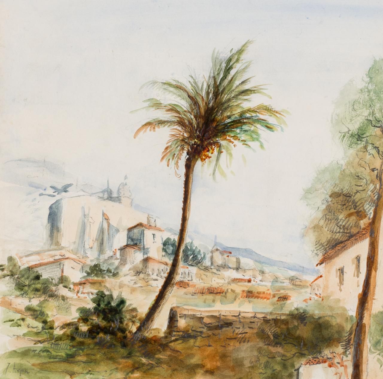 JOSÉ ARPA PEREA (Carmona, 1858 - Sevilla, 1952) Paysage avec vue urbaine
Aquarel&hellip;