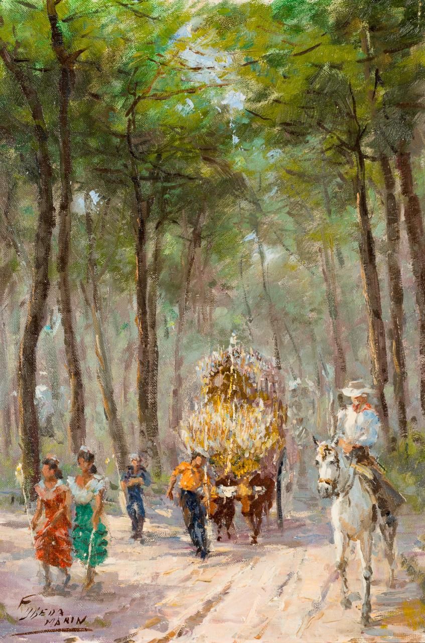 FRANCISCO ÚBEDA MARÍN (Almería, 1918) Camino del Rocío
Óleo sobre lienzo
68 x 51&hellip;