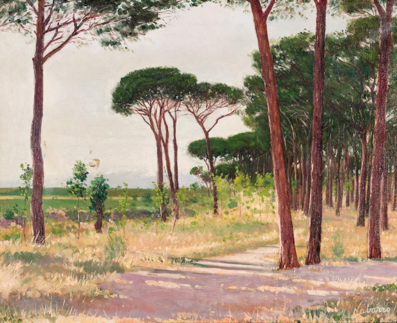 EDUARDO NAVARRO MARTÍN (Málaga, 1886 - Madrid, 1958) Paesaggio con pini
Olio su &hellip;