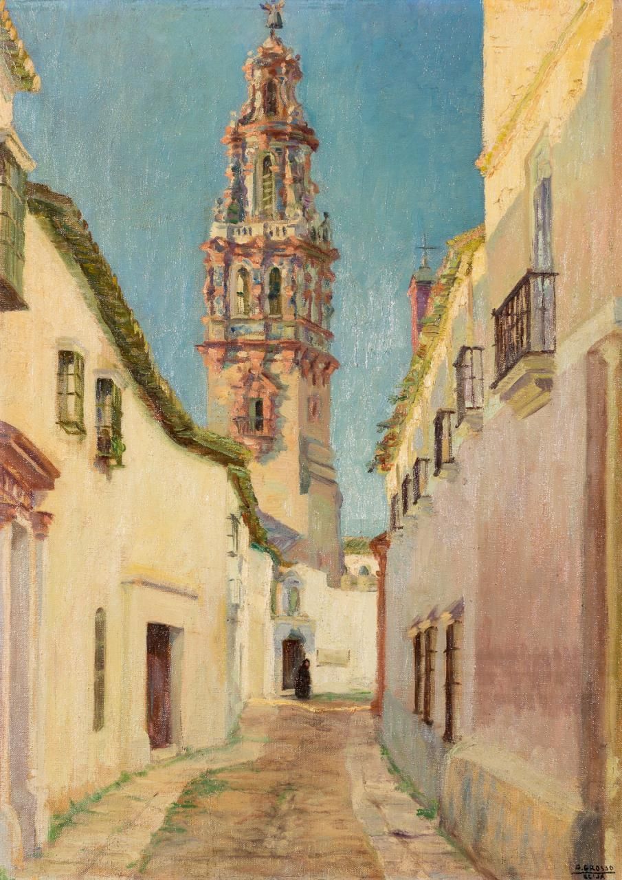 ALFONSO GROSSO (Sevilla, 1893 - 1983) Street of Ecija 
Oil on canvas
72 x 53 cm
&hellip;