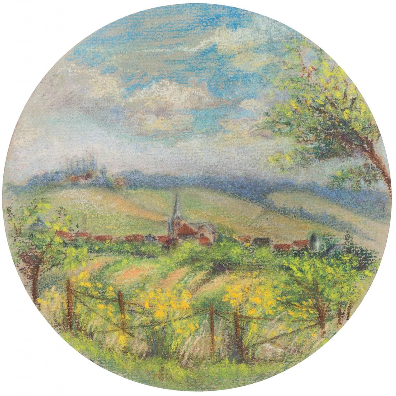 ESCUELA EUROPEA, S. XX Rural landscape
Pastel drawing on paper
18 cm diameter