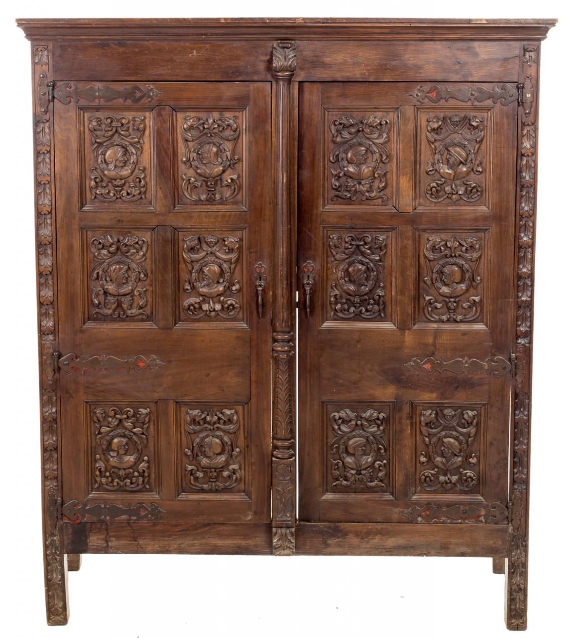 Null Renaissance style furniture in walnut decorated with vegetal motifs and ton&hellip;