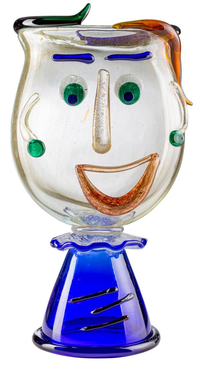STEFANO TOSO (1958) Jarrón rostro 
Escultura de cristal de murano polícromo
44 x&hellip;