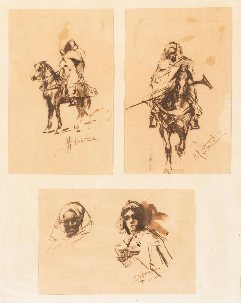 MARIANO BERTUCHI NIETO (Granada, 1884 - 1955) Lotto di tre disegni orientalisti
&hellip;
