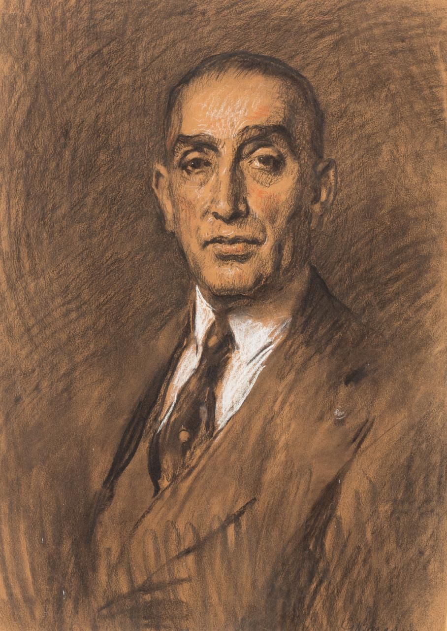 GUSTAVO BACARISAS Y PODESTÁ (Gibraltar, 1873 - Sevilla, 1971) 肖像
纸上木炭和粉笔画
48 x 6&hellip;