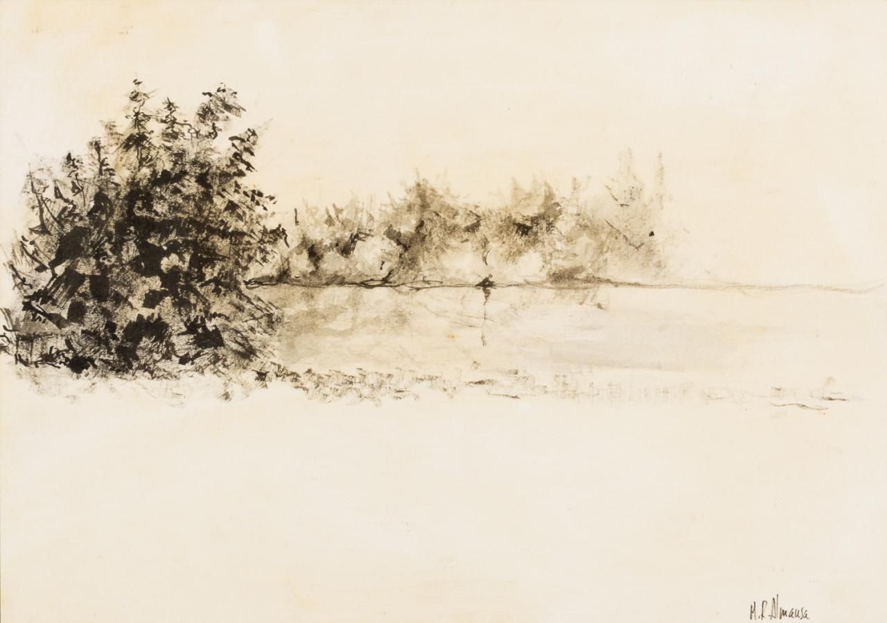 ANTONIO RODRÍGUEZ-ALMANSA 景观素描
纸上炭笔和水粉画
21 x 30 cm
右下角有签名。