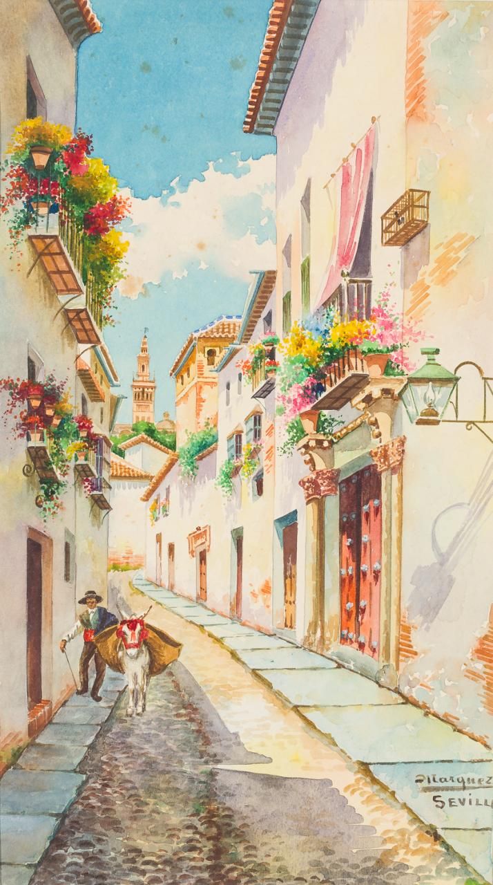 JOSÉ MÁRQUEZ MONTERO (Córdoba) Street of Seville
Watercolour on paper
15,5 x 27,&hellip;