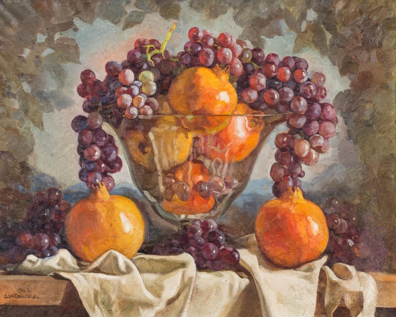 RAFAEL CANTARERO (Sevilla, 1907 - 1957) Still life with grapes and pomegranates
&hellip;