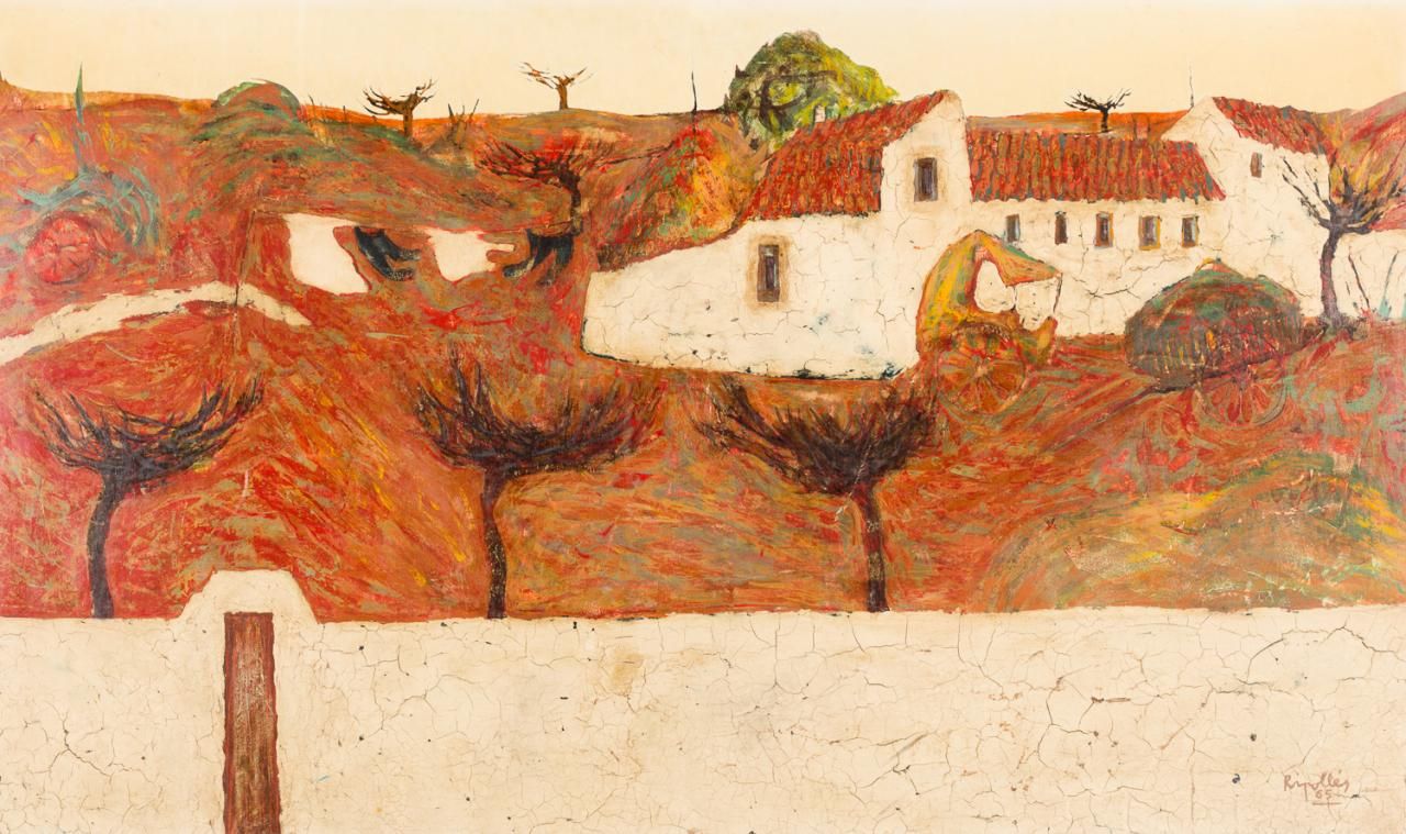 JOAN RIPOLLÉS (1932) Rural landscape
Oil on táblex
59 x 99 cm 
Signed and dated &hellip;