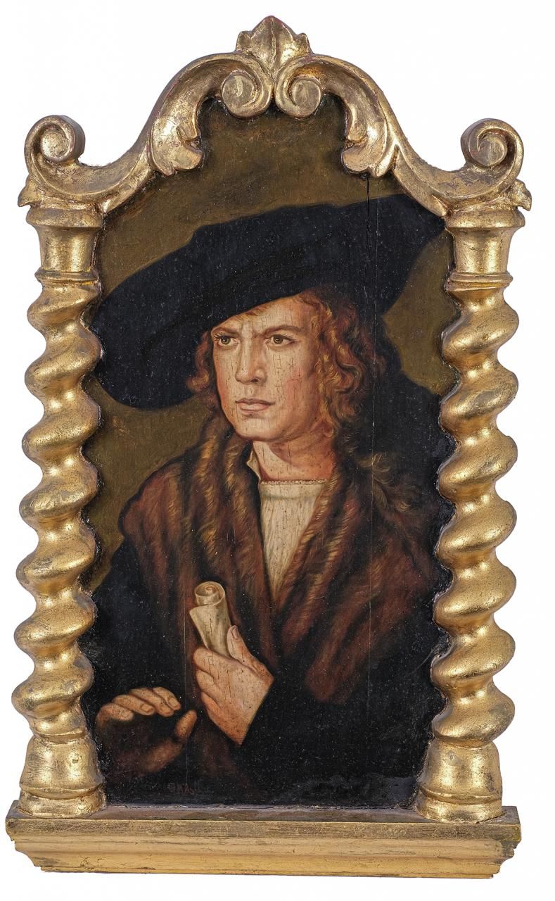 ESCUELA EUROPEA, S. XX 绅士的肖像
板上油彩
59 x 34 cm 

阿尔布雷希特-丢勒（纽伦堡，1471-1528）1521年左右创作&hellip;