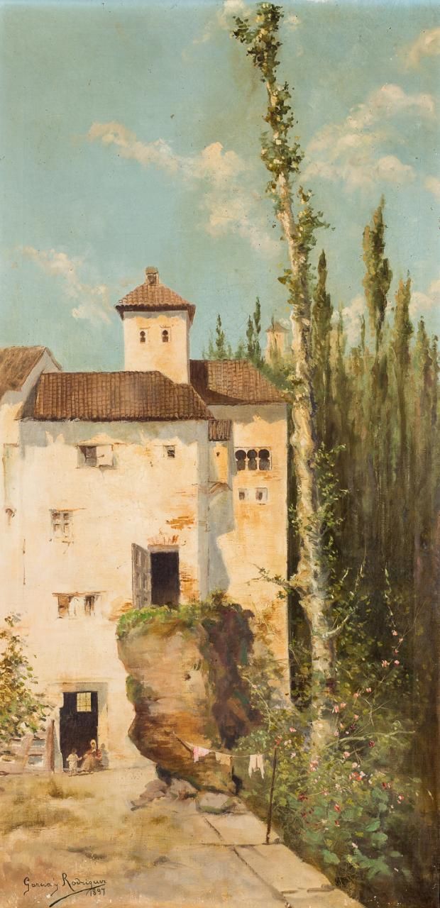 MANUEL GARCÍA y RODRÍGUEZ (Sevilla, 1863 - 1925) Vue de l'Alhambra
Huile sur toi&hellip;
