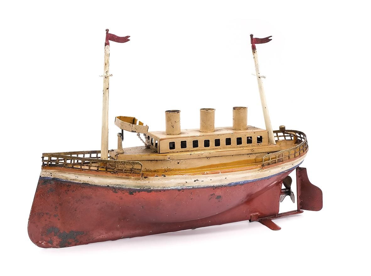 Null MÄRKLIN HELLER马口铁玩具客船。德国，约1920年

18 x 27 x 7 cm