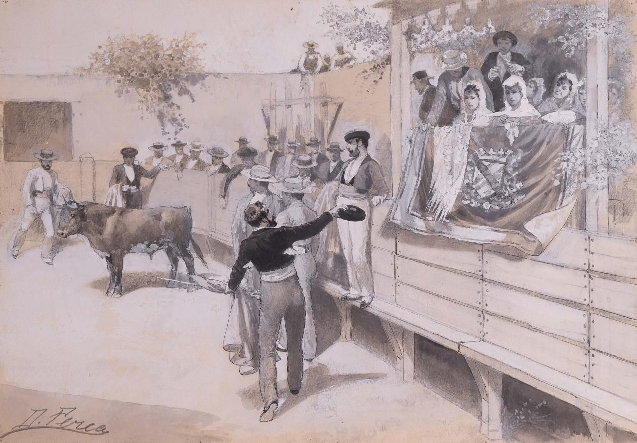 Null Lot comprenant 50 dessins de scènes de tauromachie de la fin du 19e siècle &hellip;
