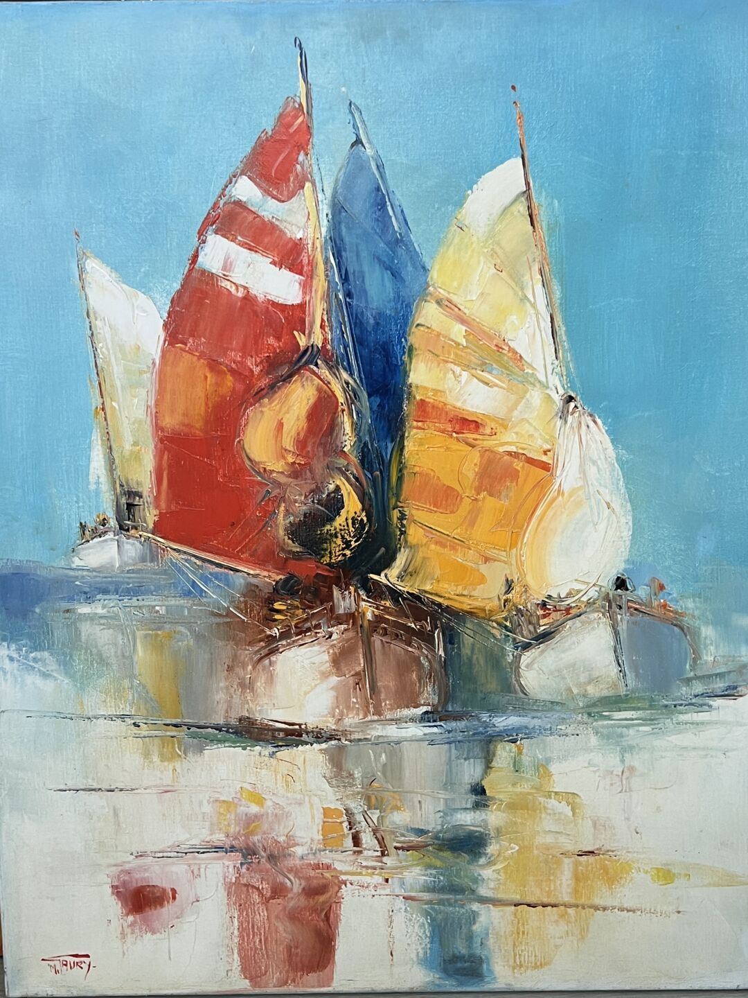 Null Maurice GAURY (1924-2021)
Les voiles 
Huile sur toile 
92 x 73 cm