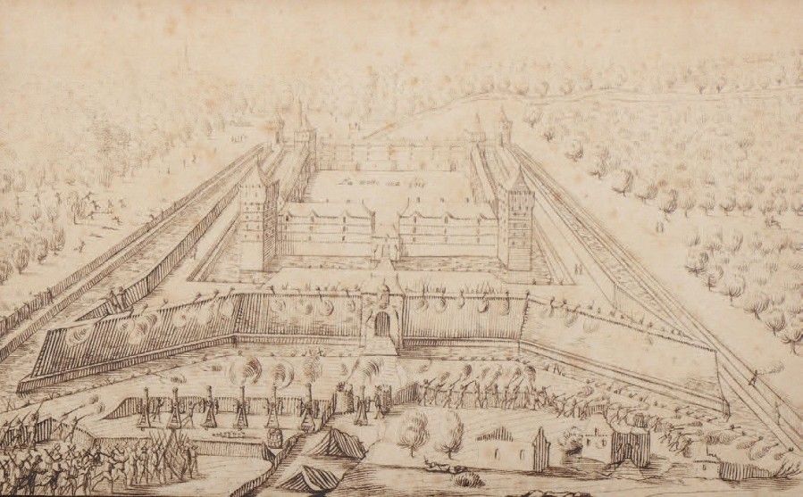 Attribué à Albert FLAMEN (1620-1674) Le siège de la Motte aux Bois Plume et encr&hellip;