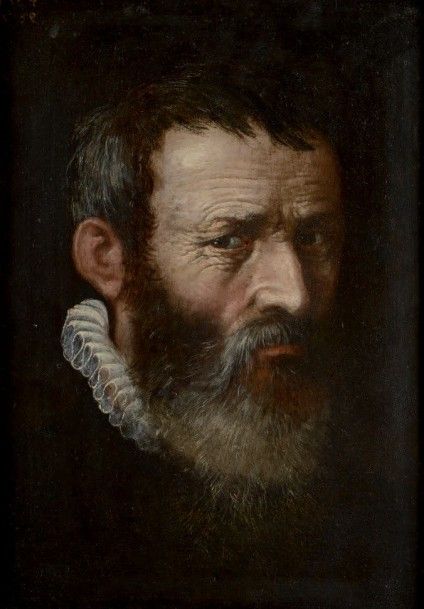 ECOLE FLAMANDE DE LA FIN DU XVIE SIÈCLE Portrait d'homme barbu de trois quart Pa&hellip;
